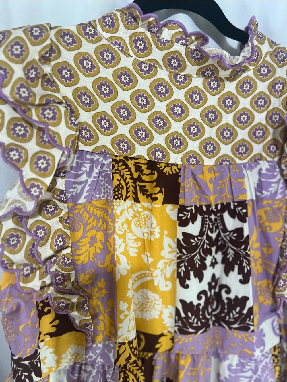Umgee Patchwork Floral Maxi Dress in Purple, Mustard & Brown nwt M - Picture 7 of 9